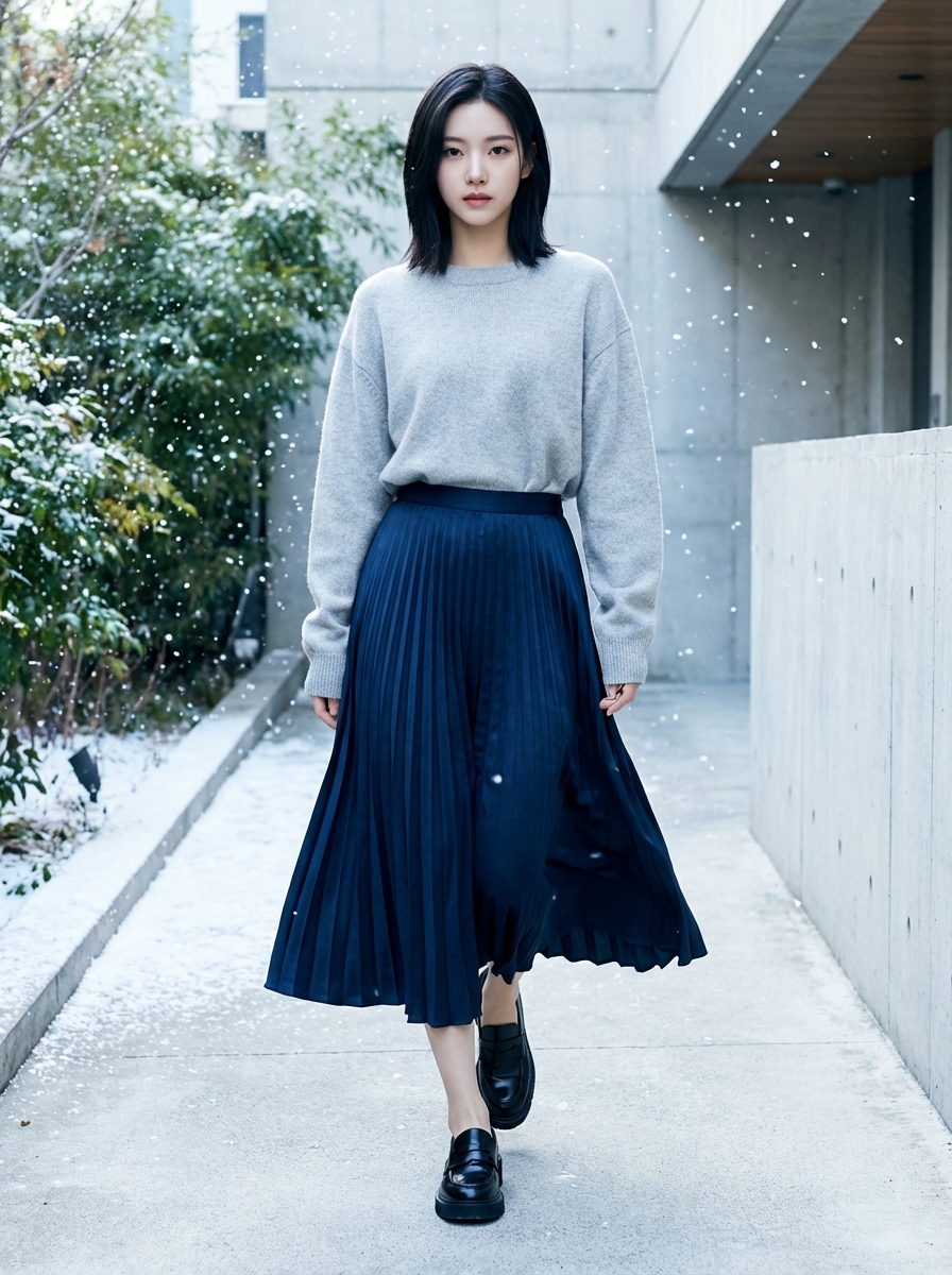 '어반 브리즈' 플리츠 스커트 시크 데일리룩