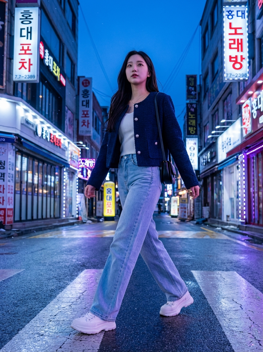 트위드 크롭 & 와이드 진: 믹스매치 시크