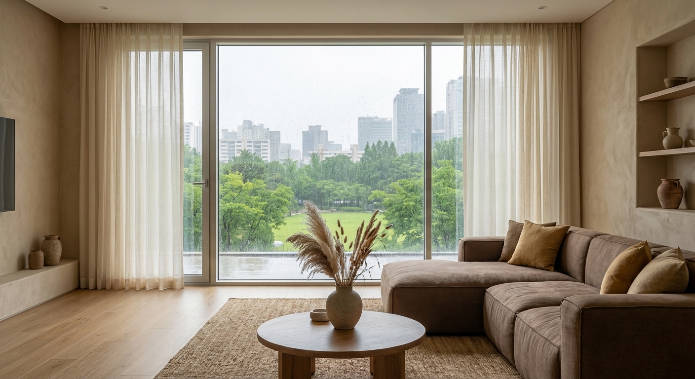 노을빛 담은 억새밭 거실 (Sunset Reed Field Living Room)