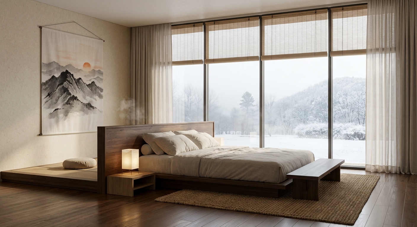 새벽 능선의 쪽마루 명상 침실 (Dawn Ridge's Jjokmaru Meditation Bedroom)