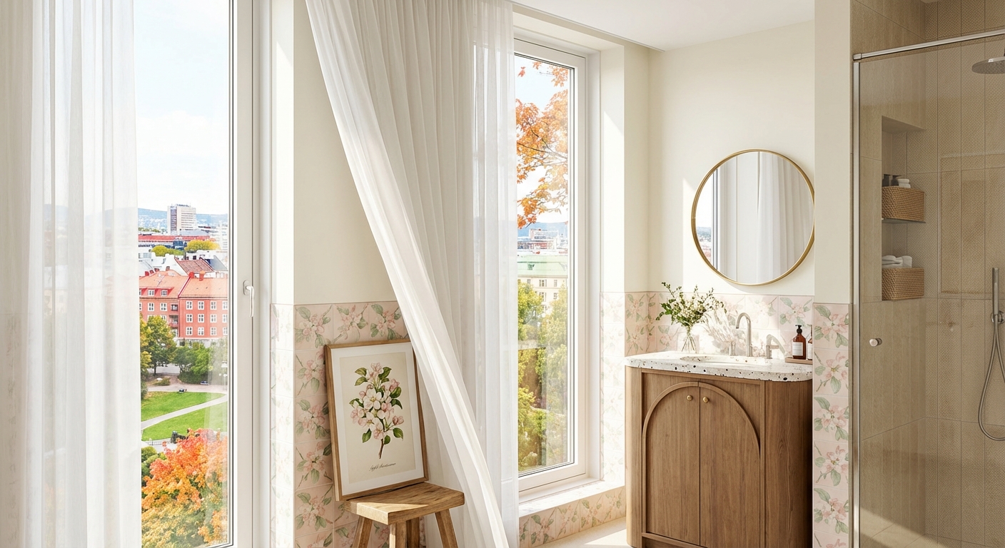 능금꽃 능직, 오슬로의 욕실 (Apple Blossom Twill, Oslo Bathroom)