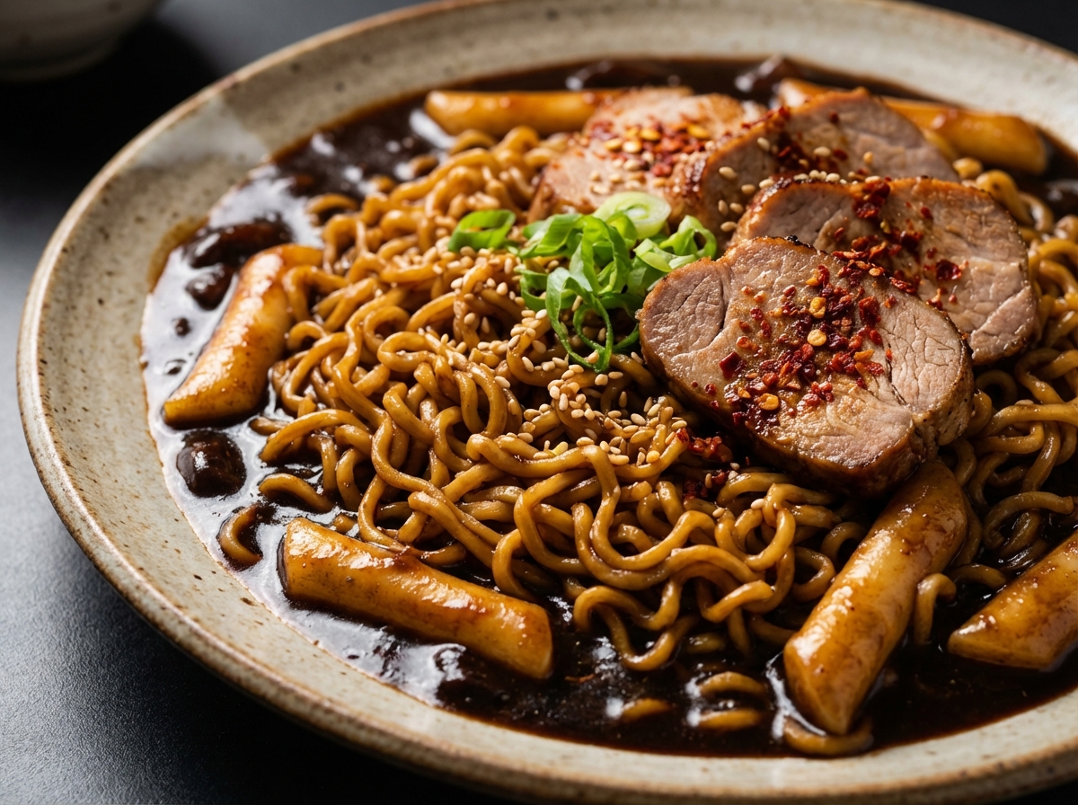 중화풍 매콤 돼지안심 짜장 라볶이