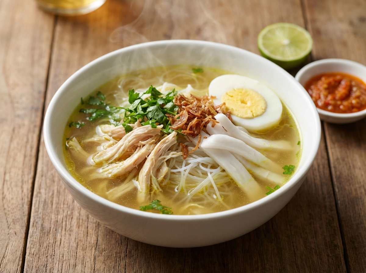 판단잎 코코넛 치킨 수프 (Soto Ayam Pandan Kelapa)