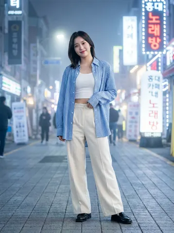 쿨 시크 스트라이프: 도회적 보이드 룩 (Cool Chic Stripe: Urban Boyish Look)