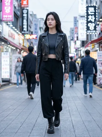 쿨 시크 시너지: 믹스매치 레더 크롭 스타일