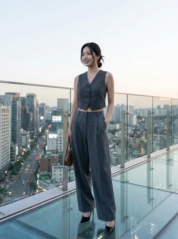 도시의 쿨 시크 아이돌: 셋업 세미 와이드 슬랙스 룩