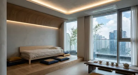 기와 그림자 드리운 누마루 거실 (Numinous Maru Living Room with Tile Shadow)