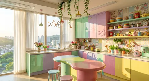 주방, 컬러풀 젤리 빈 정원: 행복 레시피 (Kitchen, Colorful Jelly Bean Garden: Recipe for Happiness)