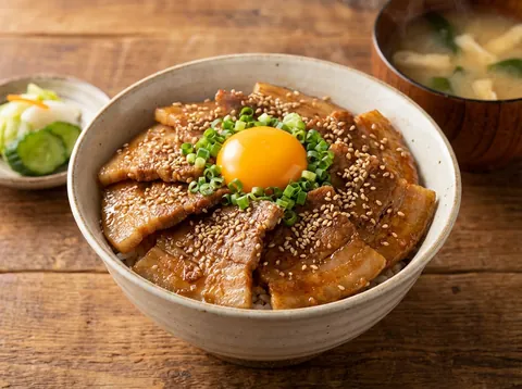 참깨 간장 소스 삼겹살 덮밥 (고마 쇼유 부타동)