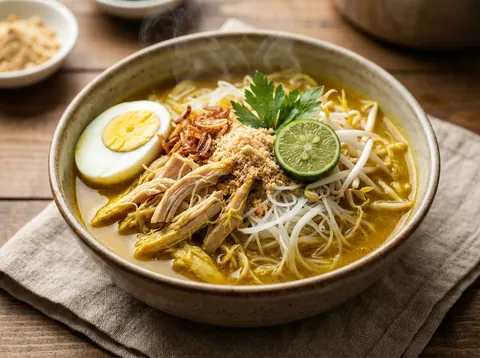 인도네시아식 매콤 코코넛 닭고기 수프 (Soto Ayam)